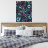 In de Abstracte fractale diepte van de Blauw Roze Canvas Afdruk (Insitu (Slaapkamer))