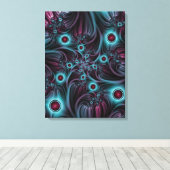 In de Abstracte fractale diepte van de Blauw Roze Canvas Afdruk (Insitu (Houten vloer))