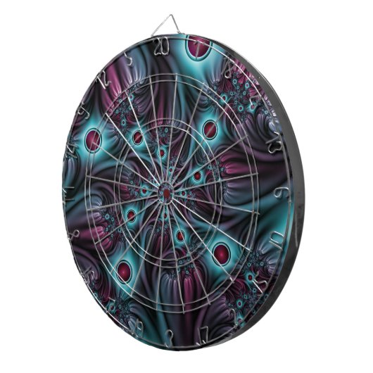 In de Abstracte fractale diepte van de Blauw Roze Dartbord (Voorkant Rechts)