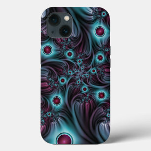 In de Abstracte fractale diepte van de Blauw Roze iPhone 13 Hoesje