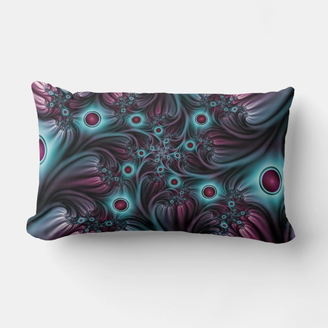 In de Abstracte fractale diepte van de Blauw Roze Kussen (Voorkant)
