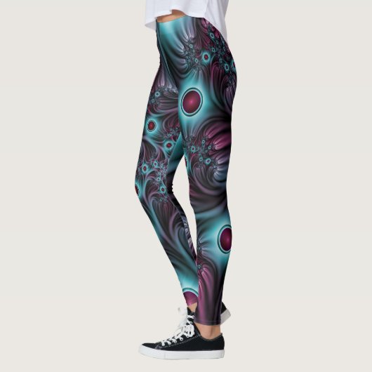 In de Abstracte fractale diepte van de Blauw Roze Leggings (Links)