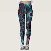 In de Abstracte fractale diepte van de Blauw Roze Leggings (Voorkant)