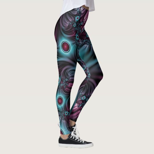 In de Abstracte fractale diepte van de Blauw Roze Leggings (Rechts)