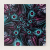 In de Abstracte fractale diepte van de Blauw Roze Legpuzzel (Horizontaal)