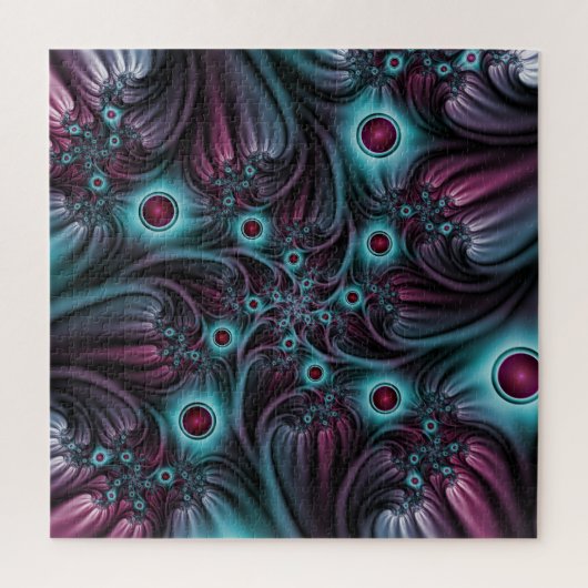 In de Abstracte fractale diepte van de Blauw Roze Legpuzzel (Verticaal)