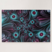 In de Abstracte fractale diepte van de Blauw Roze Legpuzzel (Horizontaal)