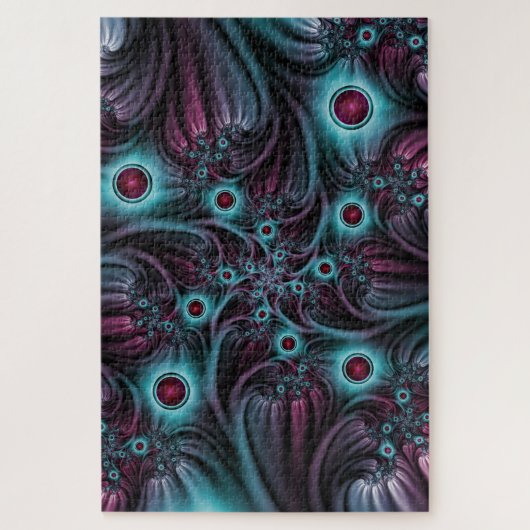 In de Abstracte fractale diepte van de Blauw Roze Legpuzzel (Verticaal)