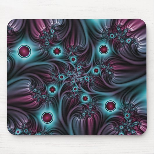 In de Abstracte fractale diepte van de Blauw Roze Muismat (Voorkant)