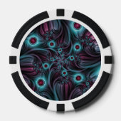 In de Abstracte fractale diepte van de Blauw Roze Poker Chips (Voorkant)
