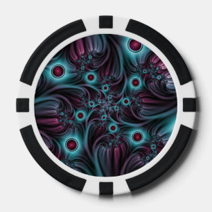In de Abstracte fractale diepte van de Blauw Roze Poker Chips