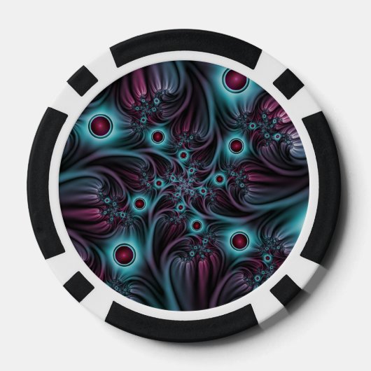 In de Abstracte fractale diepte van de Blauw Roze Poker Chips (Achterkant)