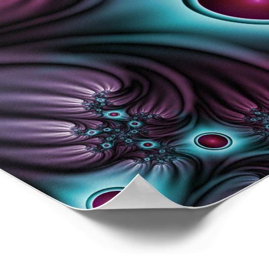 In de Abstracte fractale diepte van de Blauw Roze Poster (Hoek)