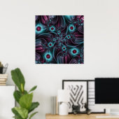 In de Abstracte fractale diepte van de Blauw Roze Poster (Thuiskantoor)