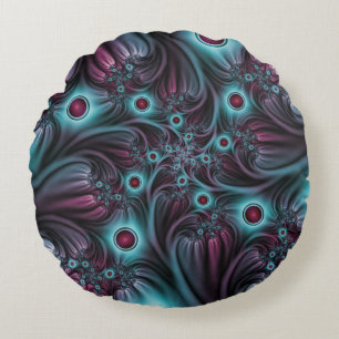 In de Abstracte fractale diepte van de Blauw Roze Rond Kussen