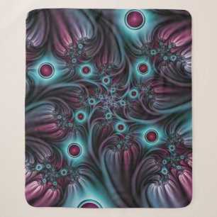 In de Abstracte fractale diepte van de Blauw Roze Sherpa Deken