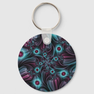 In de Abstracte fractale diepte van de Blauw Roze Sleutelhanger