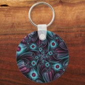 In de Abstracte fractale diepte van de Blauw Roze Sleutelhanger (Voorkant)
