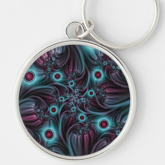 In de Abstracte fractale diepte van de Blauw Roze Sleutelhanger (Voorkant)