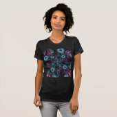 In de Abstracte fractale diepte van de Blauw Roze T-shirt (Voorkant volledig)