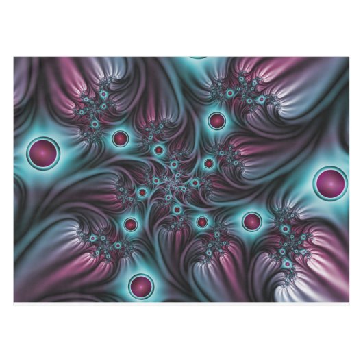 In de Abstracte fractale diepte van de Blauw Roze Tafelkleed (Voorkant (Horizontaal))