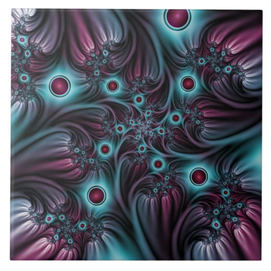 In de Abstracte fractale diepte van de Blauw Roze Tegeltje (Voorkant)