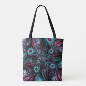 In de Abstracte fractale diepte van de Blauw Roze Tote Bag (Achterkant)