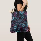In de Abstracte fractale diepte van de Blauw Roze Tote Bag (Dichtbij)