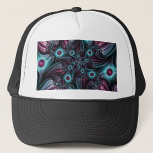 In de Abstracte fractale diepte van de Blauw Roze Trucker Pet