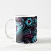 In de Abstracte Fractale Kunsttekst van het Blauw Koffiemok (Links)