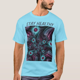 In de Abstracte Fractale Kunsttekst van het Blauw  T-shirt
