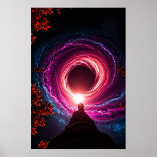 "In de Afgrond — Neon Zwart Gat Sterrenstelsel" Pr Poster