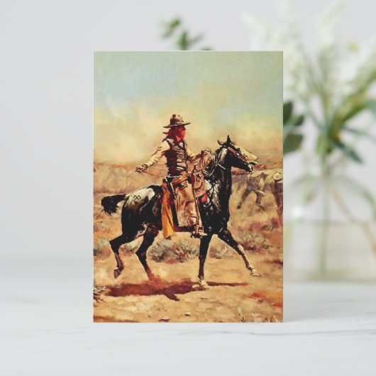 "In de alkali" Westerne kunst van Charles M Russel Bedankkaart (Staand voorkant)