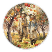 In de appelboomgaard keramische knop (Voorkant)