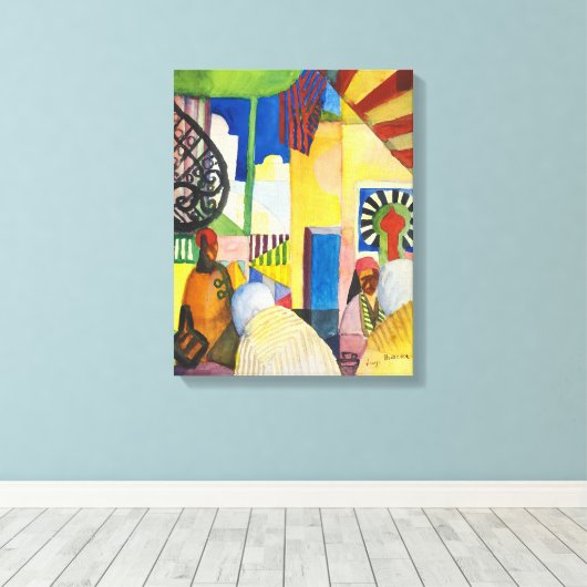 In de Bazaar | Auguste Macke | Canvas Afdruk (Insitu (Houten vloer))