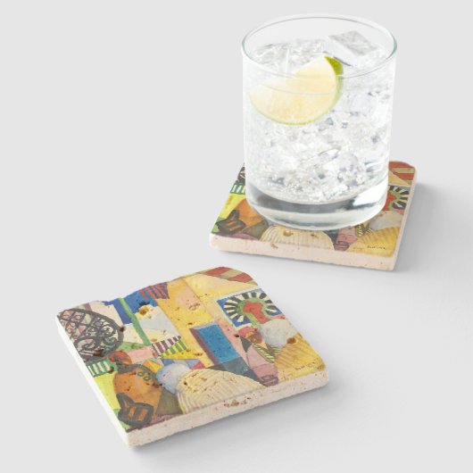In de Bazaar | Auguste Macke | Stenen Onderzetter (Zijkant)