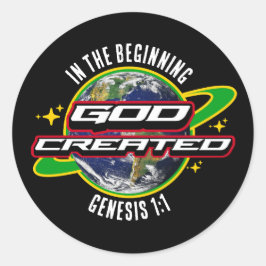 IN DE BEGIN GOD Christelijke Earth Day Ronde Sticker