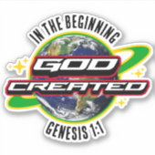 IN DE BEGIN GOD Christelijke Earth Day Sticker (Voorkant)