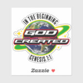 IN DE BEGIN GOD Christelijke Earth Day Sticker (Vel)