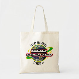 IN DE BEGIN GOD Christelijke Earth Day Tote Bag