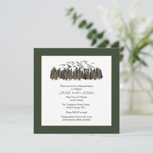 In de bergen repetitie diner uitnodiging (Staand voorkant)