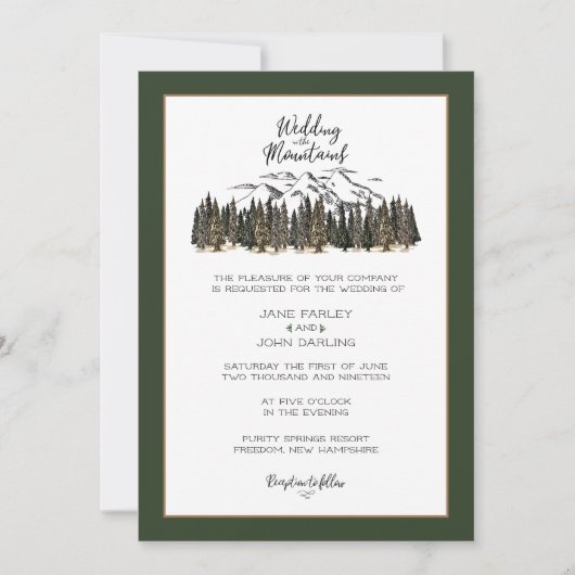 In de bergen Wedding Invitation Kaart (Voorkant)