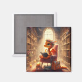 In de Bibliotheek - Oranje Drakenmagneet Magneet (Voorkant / Achterkant)