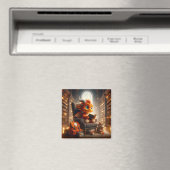 In de Bibliotheek - Oranje Drakenmagneet Magneet (Insitu (Vaatwasser))