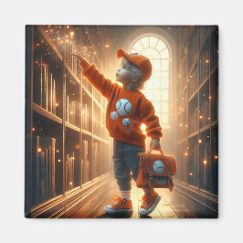 In de bibliotheek - Oranje magneet