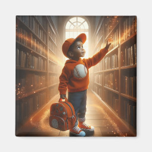 In de bibliotheek - Oranje magneet