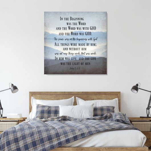 In de Bijbelversie van KJV begin Canvas Afdruk (Insitu (Slaapkamer))