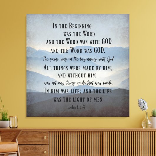 In de Bijbelversie van KJV begin Canvas Afdruk (Insitu (Woonkamer))