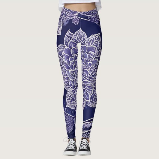 In de blauwe kunst leggings (Voorkant)