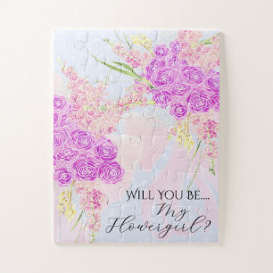 In De Blauwe-Roze Strik En Roos Boeket-Bloemenmeis Legpuzzel